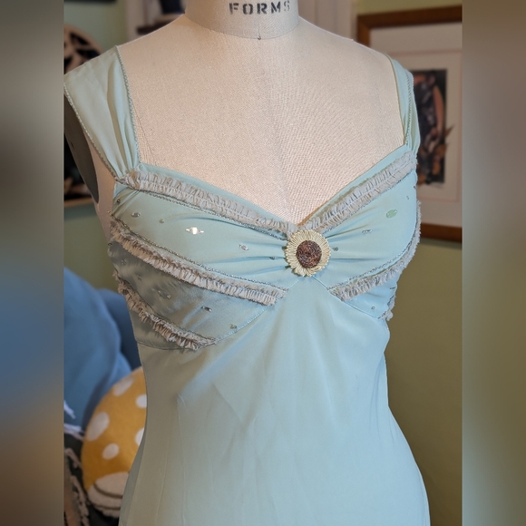 [🔥Vintage Y2K🔥] Stunning LUX Seafoam Slip Dress from Urban Outfitters | Size 9 - Picture 3 of 17